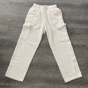 white garage cargo sweatpants